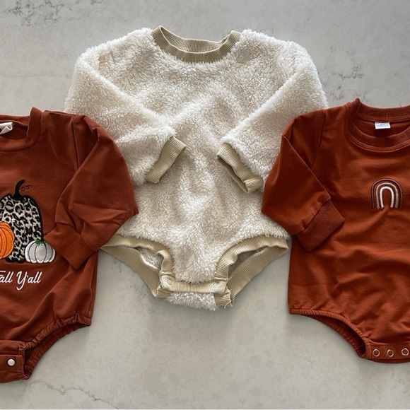 Set of Three Cozy Fall Bodysuits - Picture 1 of 4